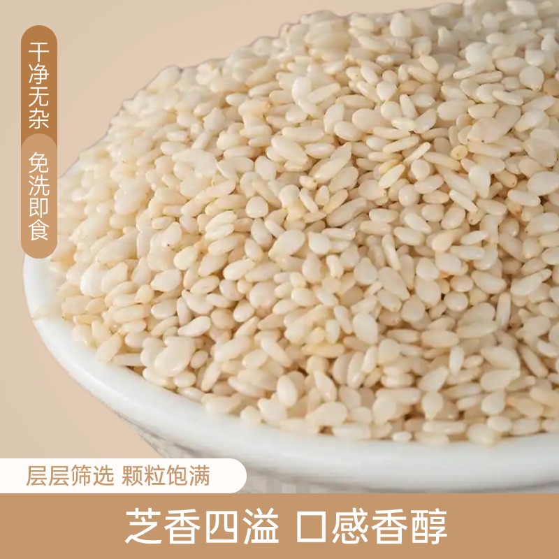 麦浇芽白芝麻精选带皮生白芝麻500g/袋