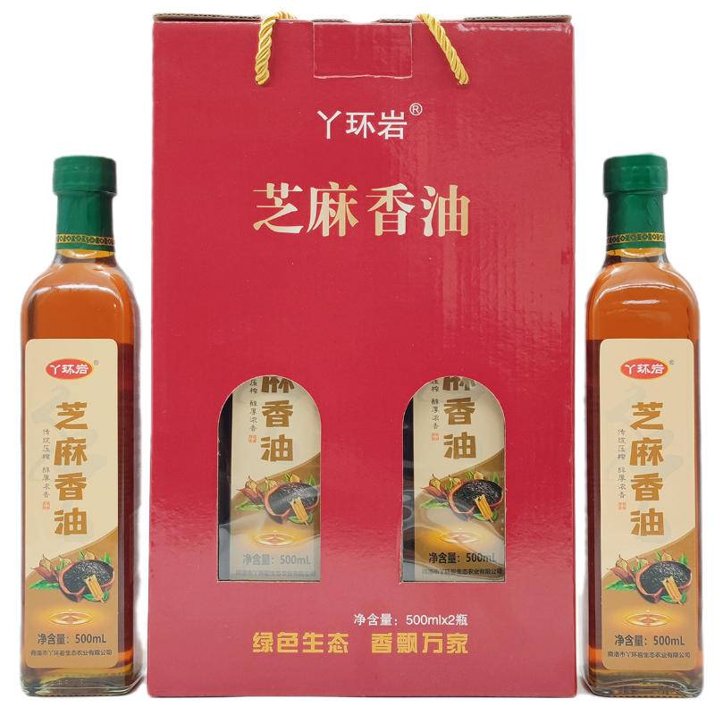 丫环岩小磨香油500mlx2礼盒香油芝麻香油食用油